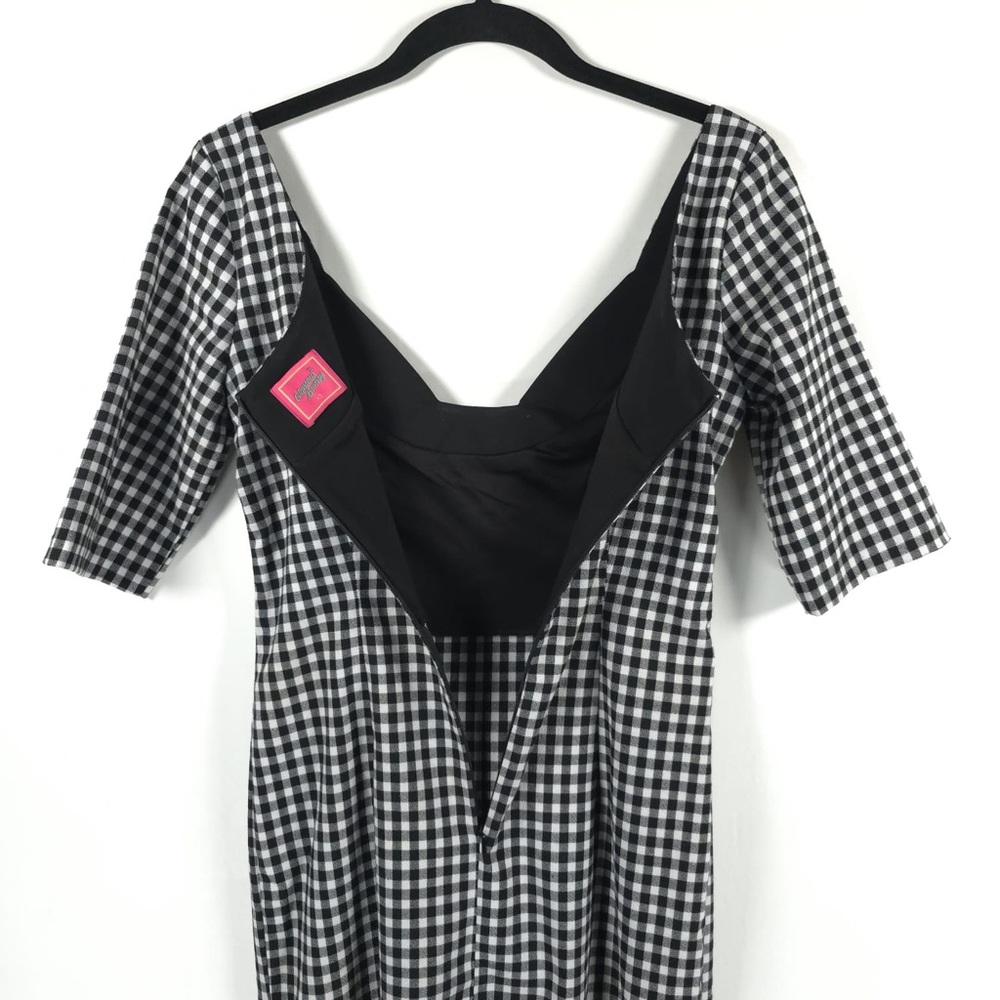 GLAMOUR BUNNY Jacky 60s Jacky Pencil Dress Gingham Back Slit Chic Bow‎ Size XS - Picture 12 of 13